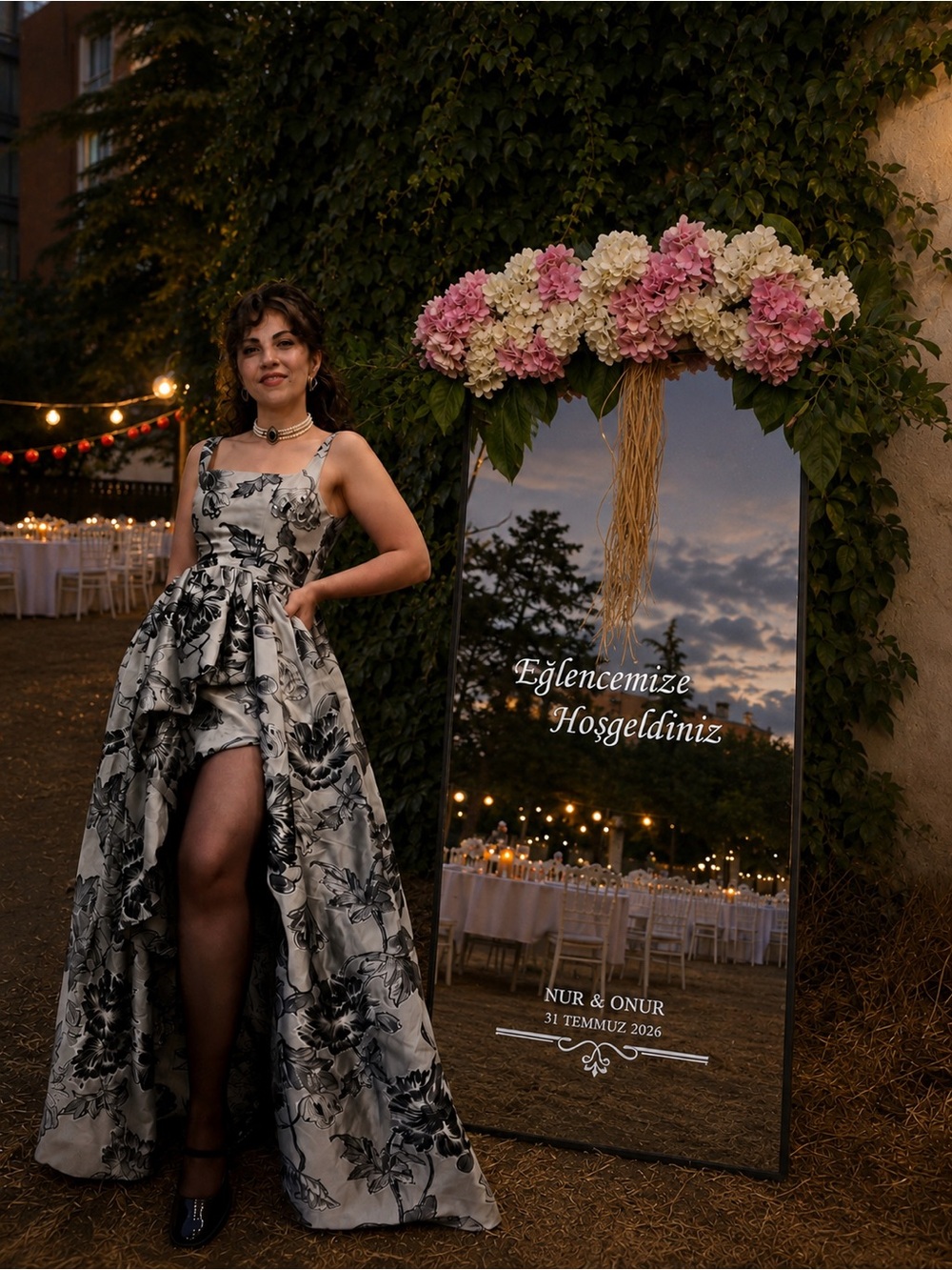 Elliatt Silver Gray Floral High-Low Maxi Dress